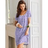 image:imageEkouaer Nightgowns for Women Short Sleeve Moo Moos Ladies House Dress with Pockets Pleated Sleepshirts Soft SleepwearBlue White Polka Dots
