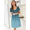 image:imageEkouaer Nightgowns for Women Short Sleeve Moo Moos Ladies House Dress with Pockets Pleated Sleepshirts Soft SleepwearBluegreen Vines