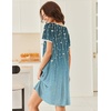 image:imageEkouaer Nightgowns for Women Short Sleeve Moo Moos Ladies House Dress with Pockets Pleated Sleepshirts Soft SleepwearBluegreen Vines