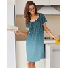 image:imageEkouaer Nightgowns for Women Short Sleeve Moo Moos Ladies House Dress with Pockets Pleated Sleepshirts Soft SleepwearBluegreen Vines