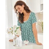 image:imageEkouaer Nightgowns for Women Short Sleeve Moo Moos Ladies House Dress with Pockets Pleated Sleepshirts Soft SleepwearGreen Flower