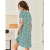 image:imageEkouaer Nightgowns for Women Short Sleeve Moo Moos Ladies House Dress with Pockets Pleated Sleepshirts Soft SleepwearGreen Flower