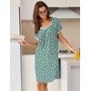 image:imageEkouaer Nightgowns for Women Short Sleeve Moo Moos Ladies House Dress with Pockets Pleated Sleepshirts Soft SleepwearGreen Flower