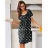 image:imageEkouaer Nightgowns for Women Short Sleeve Moo Moos Ladies House Dress with Pockets Pleated Sleepshirts Soft SleepwearGreen White Print