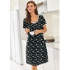 image:imageEkouaer Nightgowns for Women Short Sleeve Moo Moos Ladies House Dress with Pockets Pleated Sleepshirts Soft SleepwearGreen White Print