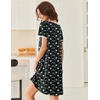image:imageEkouaer Nightgowns for Women Short Sleeve Moo Moos Ladies House Dress with Pockets Pleated Sleepshirts Soft SleepwearGreen White Print