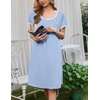 image:imageEkouaer Nightgowns for Women Short Sleeve Moo Moos Ladies House Dress with Pockets Pleated Sleepshirts Soft SleepwearLight Blue