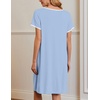 image:imageEkouaer Nightgowns for Women Short Sleeve Moo Moos Ladies House Dress with Pockets Pleated Sleepshirts Soft SleepwearLight Blue