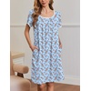 image:imageEkouaer Nightgowns for Women Short Sleeve Moo Moos Ladies House Dress with Pockets Pleated Sleepshirts Soft SleepwearLight Blue Florals