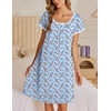 image:imageEkouaer Nightgowns for Women Short Sleeve Moo Moos Ladies House Dress with Pockets Pleated Sleepshirts Soft SleepwearLight Blue Florals