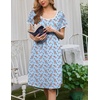 image:imageEkouaer Nightgowns for Women Short Sleeve Moo Moos Ladies House Dress with Pockets Pleated Sleepshirts Soft SleepwearLight Blue Florals