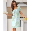 image:imageEkouaer Nightgowns for Women Short Sleeve Moo Moos Ladies House Dress with Pockets Pleated Sleepshirts Soft SleepwearLight Green Daisy