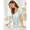 image:imageEkouaer Nightgowns for Women Short Sleeve Moo Moos Ladies House Dress with Pockets Pleated Sleepshirts Soft SleepwearLight Green Daisy