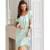 image:imageEkouaer Nightgowns for Women Short Sleeve Moo Moos Ladies House Dress with Pockets Pleated Sleepshirts Soft SleepwearLight Green Daisy