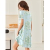 image:imageEkouaer Nightgowns for Women Short Sleeve Moo Moos Ladies House Dress with Pockets Pleated Sleepshirts Soft SleepwearLight Green Daisy