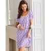 image:imageEkouaer Nightgowns for Women Short Sleeve Moo Moos Ladies House Dress with Pockets Pleated Sleepshirts Soft SleepwearLight Purple Florals