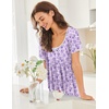 image:imageEkouaer Nightgowns for Women Short Sleeve Moo Moos Ladies House Dress with Pockets Pleated Sleepshirts Soft SleepwearLight Purple Florals
