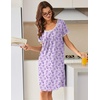 image:imageEkouaer Nightgowns for Women Short Sleeve Moo Moos Ladies House Dress with Pockets Pleated Sleepshirts Soft SleepwearLight Purple Florals