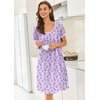 image:imageEkouaer Nightgowns for Women Short Sleeve Moo Moos Ladies House Dress with Pockets Pleated Sleepshirts Soft SleepwearLight Purple Florals