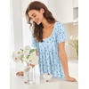 image:imageEkouaer Nightgowns for Women Short Sleeve Moo Moos Ladies House Dress with Pockets Pleated Sleepshirts Soft SleepwearLightblue Floral