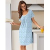 image:imageEkouaer Nightgowns for Women Short Sleeve Moo Moos Ladies House Dress with Pockets Pleated Sleepshirts Soft SleepwearLightblue Floral