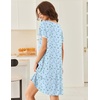 image:imageEkouaer Nightgowns for Women Short Sleeve Moo Moos Ladies House Dress with Pockets Pleated Sleepshirts Soft SleepwearLightblue Floral