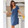 image:imageEkouaer Nightgowns for Women Short Sleeve Moo Moos Ladies House Dress with Pockets Pleated Sleepshirts Soft SleepwearNavy