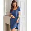 image:imageEkouaer Nightgowns for Women Short Sleeve Moo Moos Ladies House Dress with Pockets Pleated Sleepshirts Soft SleepwearNavy