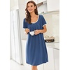 image:imageEkouaer Nightgowns for Women Short Sleeve Moo Moos Ladies House Dress with Pockets Pleated Sleepshirts Soft SleepwearNavy