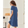 image:imageEkouaer Nightgowns for Women Short Sleeve Moo Moos Ladies House Dress with Pockets Pleated Sleepshirts Soft SleepwearNavy