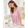 image:imageEkouaer Nightgowns for Women Short Sleeve Moo Moos Ladies House Dress with Pockets Pleated Sleepshirts Soft SleepwearPink Floral