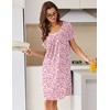 image:imageEkouaer Nightgowns for Women Short Sleeve Moo Moos Ladies House Dress with Pockets Pleated Sleepshirts Soft SleepwearPink Floral