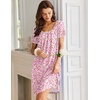 image:imageEkouaer Nightgowns for Women Short Sleeve Moo Moos Ladies House Dress with Pockets Pleated Sleepshirts Soft SleepwearPink Floral