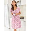 image:imageEkouaer Nightgowns for Women Short Sleeve Moo Moos Ladies House Dress with Pockets Pleated Sleepshirts Soft SleepwearPink Floral