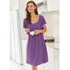image:imageEkouaer Nightgowns for Women Short Sleeve Moo Moos Ladies House Dress with Pockets Pleated Sleepshirts Soft SleepwearPurple