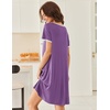 image:imageEkouaer Nightgowns for Women Short Sleeve Moo Moos Ladies House Dress with Pockets Pleated Sleepshirts Soft SleepwearPurple