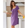 image:imageEkouaer Nightgowns for Women Short Sleeve Moo Moos Ladies House Dress with Pockets Pleated Sleepshirts Soft SleepwearPurple