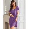 image:imageEkouaer Nightgowns for Women Short Sleeve Moo Moos Ladies House Dress with Pockets Pleated Sleepshirts Soft SleepwearPurple