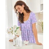image:imageEkouaer Nightgowns for Women Short Sleeve Moo Moos Ladies House Dress with Pockets Pleated Sleepshirts Soft SleepwearPurple White Florals