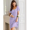 image:imageEkouaer Nightgowns for Women Short Sleeve Moo Moos Ladies House Dress with Pockets Pleated Sleepshirts Soft SleepwearPurple White Florals