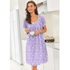 image:imageEkouaer Nightgowns for Women Short Sleeve Moo Moos Ladies House Dress with Pockets Pleated Sleepshirts Soft SleepwearPurple White Florals