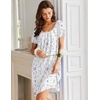 image:imageEkouaer Nightgowns for Women Short Sleeve Moo Moos Ladies House Dress with Pockets Pleated Sleepshirts Soft SleepwearWhite Purple  Pink Florals