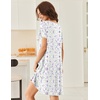 image:imageEkouaer Nightgowns for Women Short Sleeve Moo Moos Ladies House Dress with Pockets Pleated Sleepshirts Soft SleepwearWhite Purple  Pink Florals