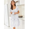 image:imageEkouaer Nightgowns for Women Short Sleeve Moo Moos Ladies House Dress with Pockets Pleated Sleepshirts Soft SleepwearWhite Purple  Pink Florals