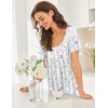 image:imageEkouaer Nightgowns for Women Short Sleeve Moo Moos Ladies House Dress with Pockets Pleated Sleepshirts Soft SleepwearWhite Purple  Pink Florals