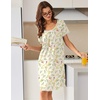image:imageEkouaer Nightgowns for Women Short Sleeve Moo Moos Ladies House Dress with Pockets Pleated Sleepshirts Soft SleepwearYellow Green Leaves