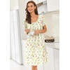 image:imageEkouaer Nightgowns for Women Short Sleeve Moo Moos Ladies House Dress with Pockets Pleated Sleepshirts Soft SleepwearYellow Green Leaves