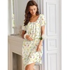 image:imageEkouaer Nightgowns for Women Short Sleeve Moo Moos Ladies House Dress with Pockets Pleated Sleepshirts Soft SleepwearYellow Green Leaves