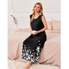 image:imageEkouaer Nightgowns for Women Sleeveless Sleepshirt Long Print House Dress Tank Nightshirt Maxi Casual Dress with PocketsBlack Silhouette Flowers