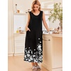 image:imageEkouaer Nightgowns for Women Sleeveless Sleepshirt Long Print House Dress Tank Nightshirt Maxi Casual Dress with PocketsBlack Silhouette Flowers
